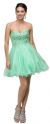 Strapless Lace Bodice Tulle Short Homecoming Party Dress in Mint
